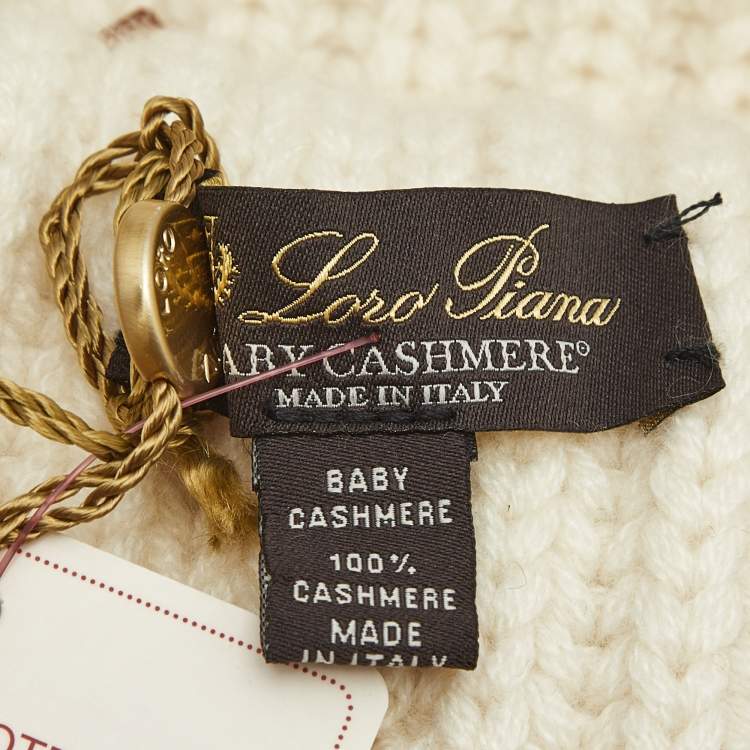 Pre Owned Loro Piana Cream Cashmere Rib Knit Beanie