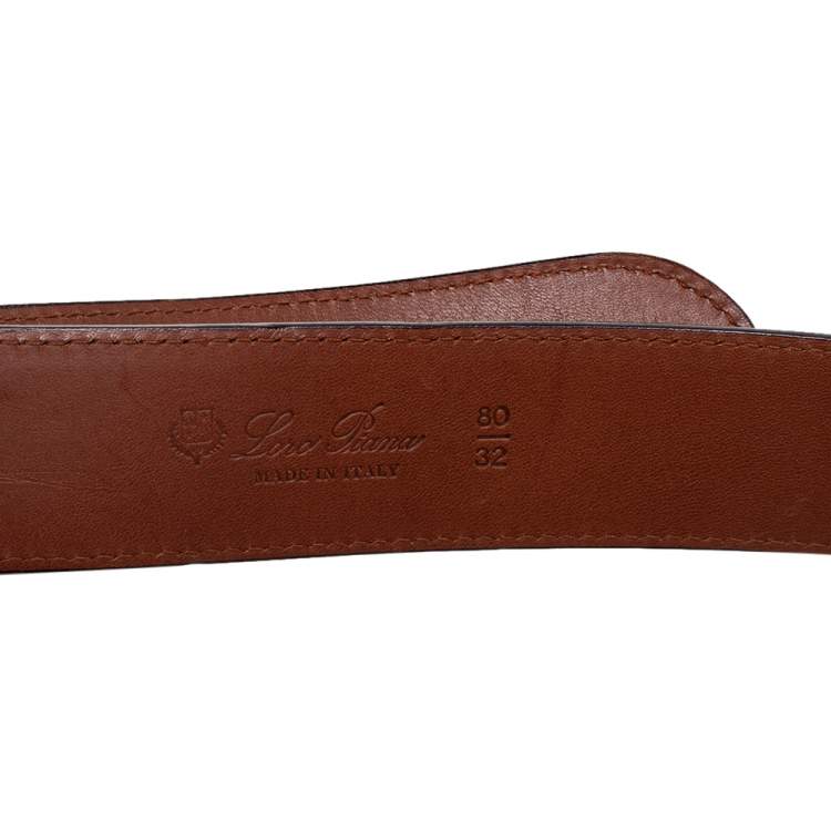 Pre Owned Loro Piana Burgundy Leather Buckle Belt 80CM