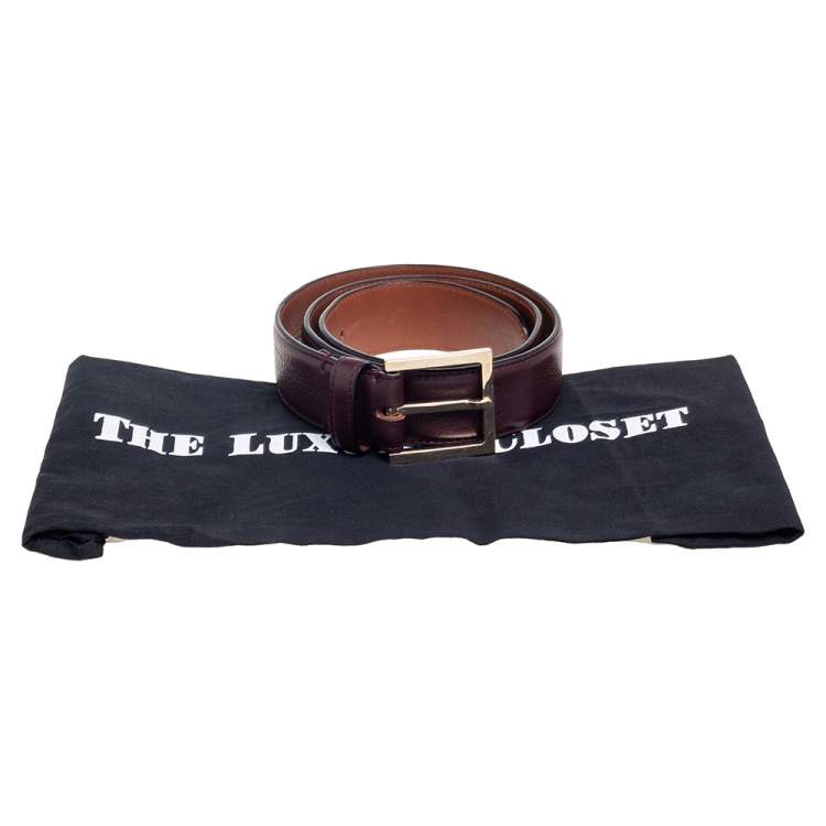 Pre Owned Loro Piana Burgundy Leather Buckle Belt 80CM