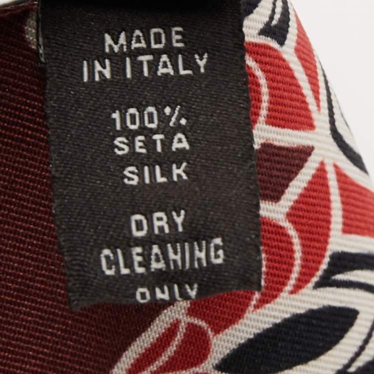 Pre Owned Loro Piana Brick Red Floral Printed Silk Neck Scarf