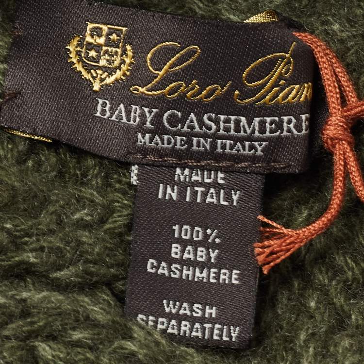 Pre Owned Loro Piana Green Baby Cashmere Knit Penhill Beanie Hat