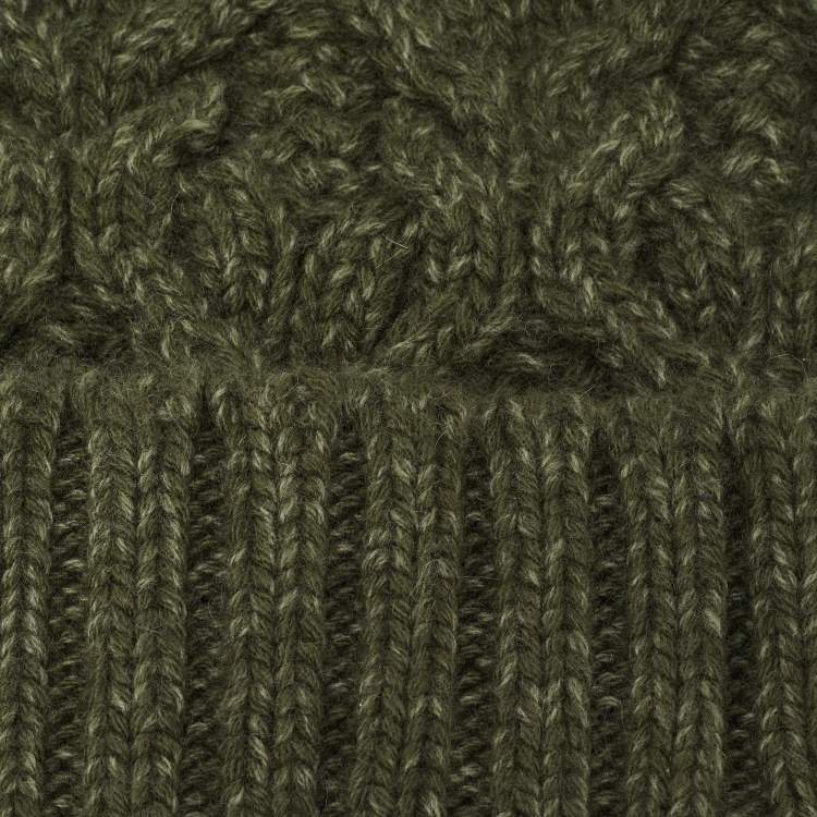 Pre Owned Loro Piana Green Baby Cashmere Knit Penhill Beanie Hat