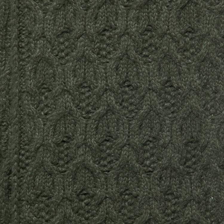 Pre Owned Loro Piana Green Baby Cashmere Knit Penhill Scarf
