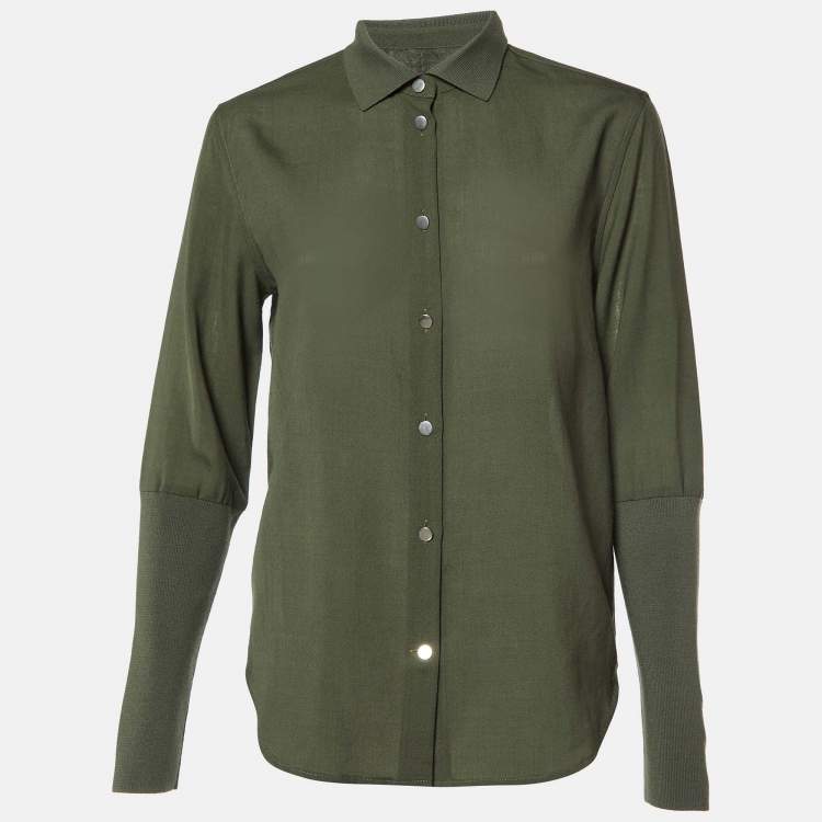 Pre Owned Loro Piana Sencha Green Wool & Knit Leela Shirt M