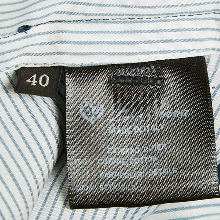 مملوكة مسبقًا Loro Piana Blue Cotton Pleated Wide Leg Trousers S
