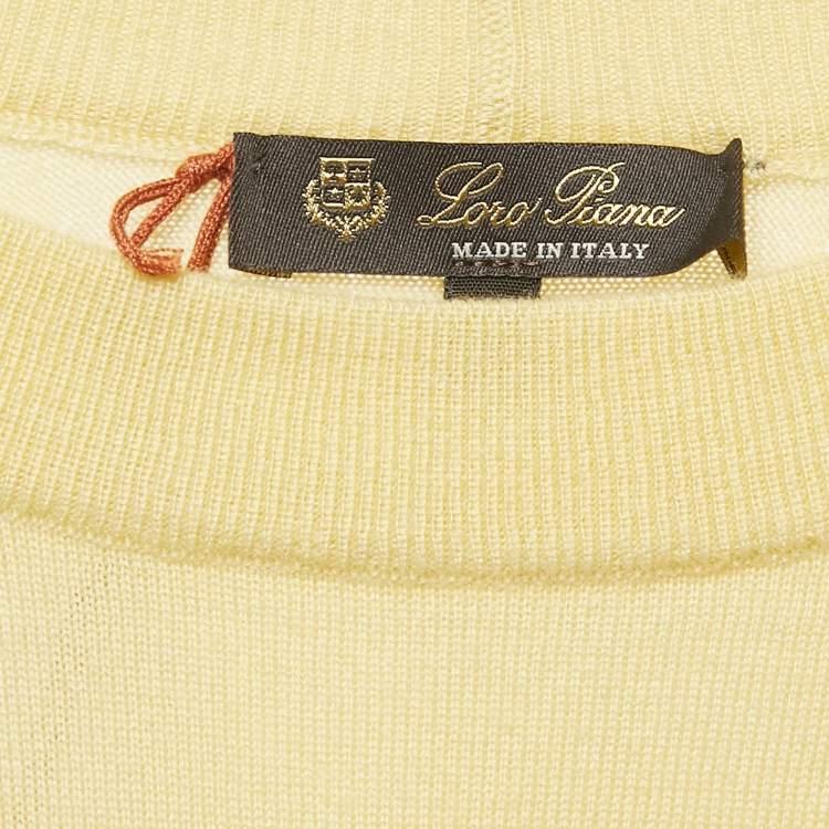 Pre Owned Loro Piana Yellow Manica Cashmere Knit Crewneck Sweater S