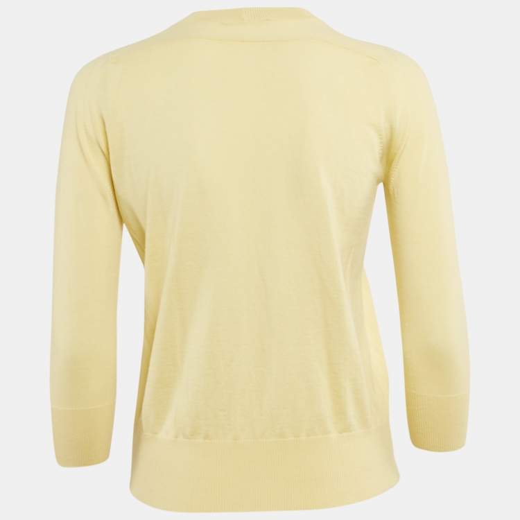 Pre Owned Loro Piana Yellow Manica Cashmere Knit Crewneck Sweater S