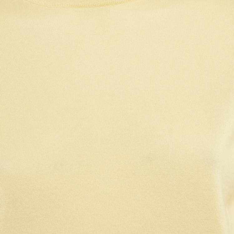 Pre Owned Loro Piana Yellow Manica Cashmere Knit Crewneck Sweater S