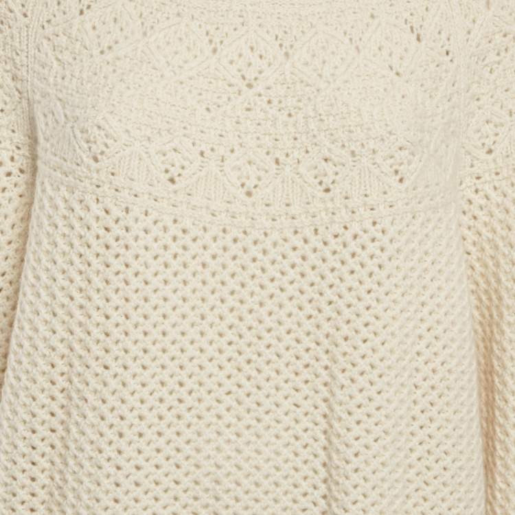 Pre Owned Loro Piana Cream Cashmere Knit Crewneck Sweater S