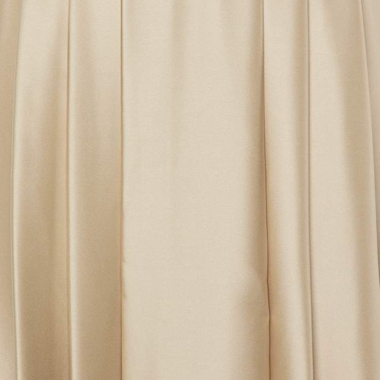 Pre Owned Loro Piana Beige Silk Satin Pleated Long Skirt S