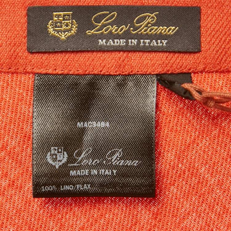 Pre Owned Loro Piana Red Linen Flared Midi Skirt M