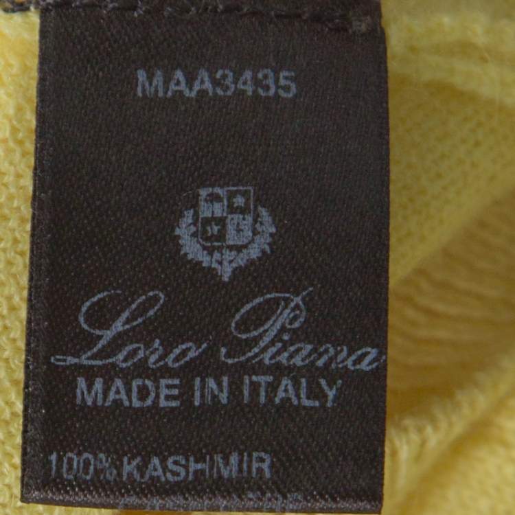 Pre Owned Loro Piana Yellow Cashmere Buttoned Cardigan L