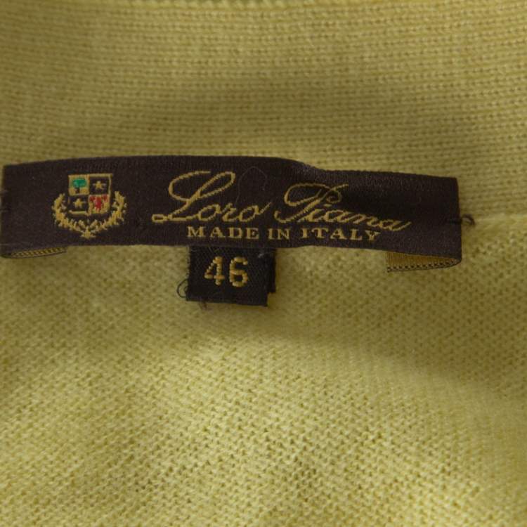 Pre Owned Loro Piana Yellow Cashmere Buttoned Cardigan L