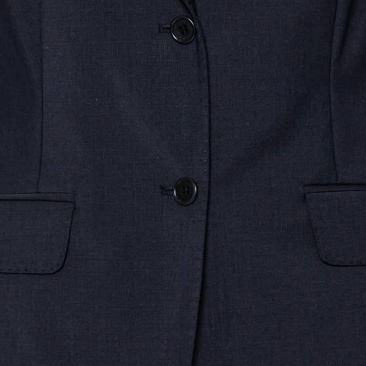 Pre Owned Loro Piana Navy Blue Wool Button Front Nolan Blazer M