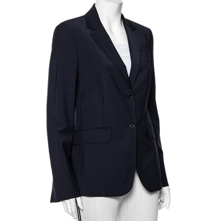 Pre Owned Loro Piana Navy Blue Wool Button Front Nolan Blazer M