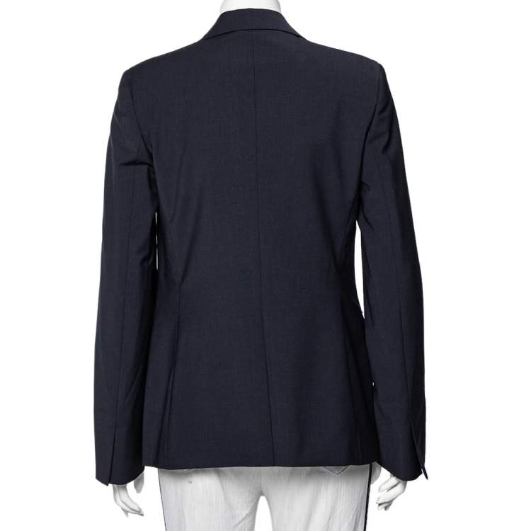 Pre Owned Loro Piana Navy Blue Wool Button Front Nolan Blazer M