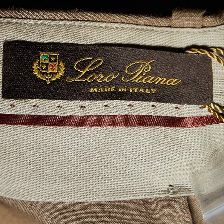 Pre Owned Loro Piana Brown Linen Straight Fit Trousers L