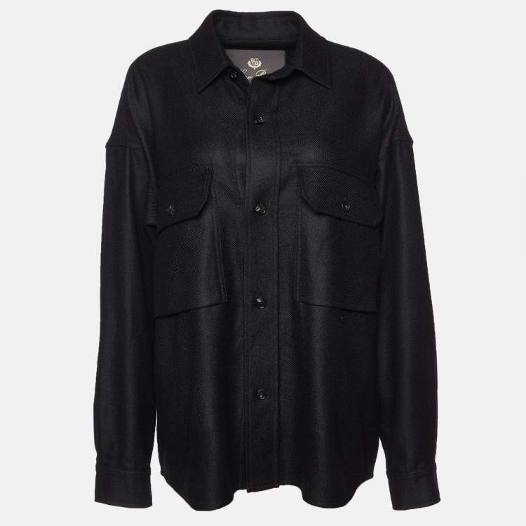Pre Owned Loro Piana Black Cashmere Flannel Alvar Overshirt S
