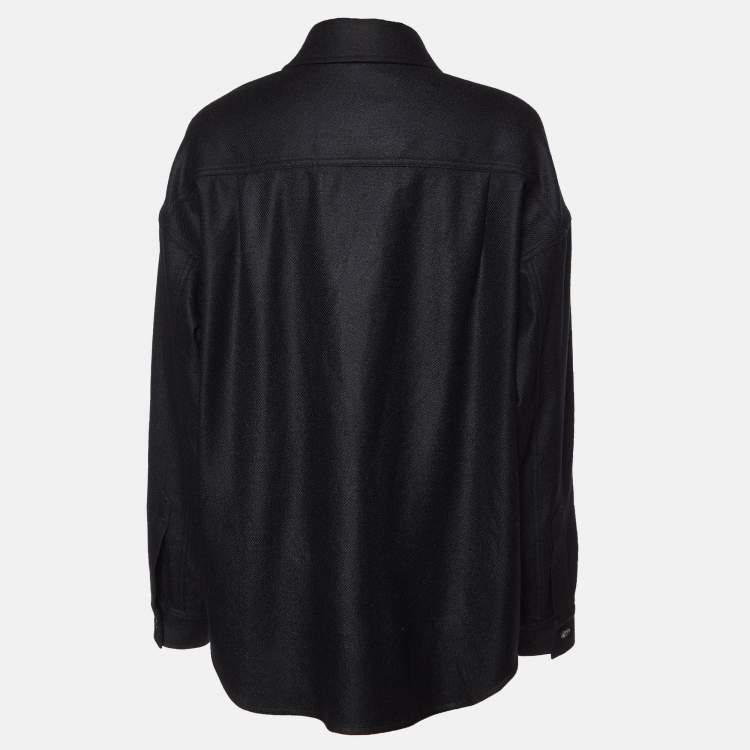 Pre Owned Loro Piana Black Cashmere Flannel Alvar Overshirt S