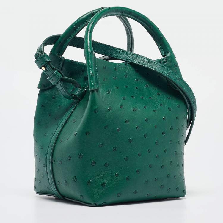 Pre Owned Loro Piana Green Ostrich Micro Bale Bag