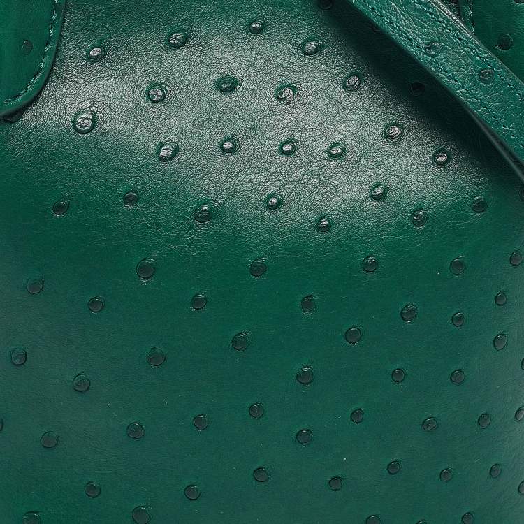 Pre Owned Loro Piana Green Ostrich Micro Bale Bag