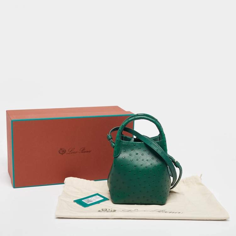 Pre Owned Loro Piana Green Ostrich Micro Bale Bag