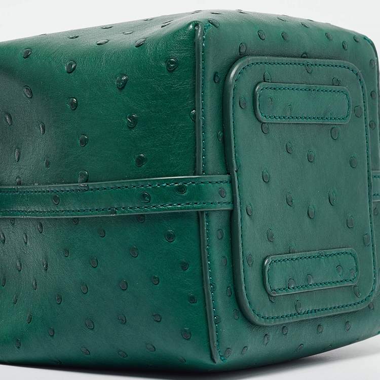 Pre Owned Loro Piana Green Ostrich Micro Bale Bag