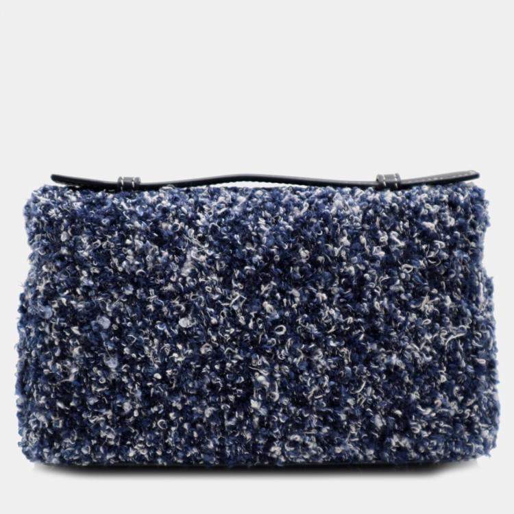 Pre Owned Loro Piana Denim/ Navy Blue Silk Cotton Blend Extra Pocket L19 Pouch