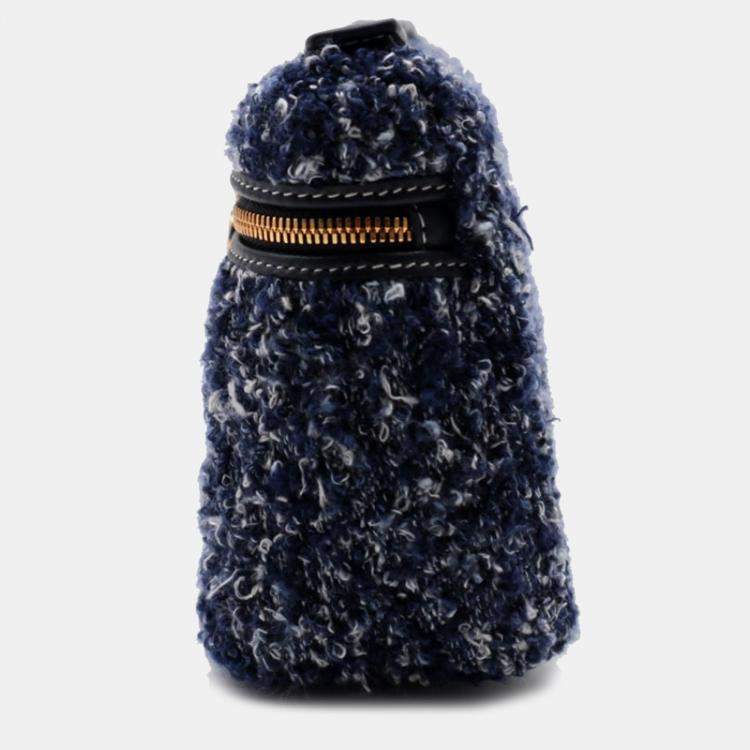 Pre Owned Loro Piana Denim/ Navy Blue Silk Cotton Blend Extra Pocket L19 Pouch
