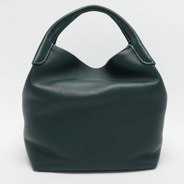 Pre Owned Loro Piana Green Leather Large Bale Shoulder Bag