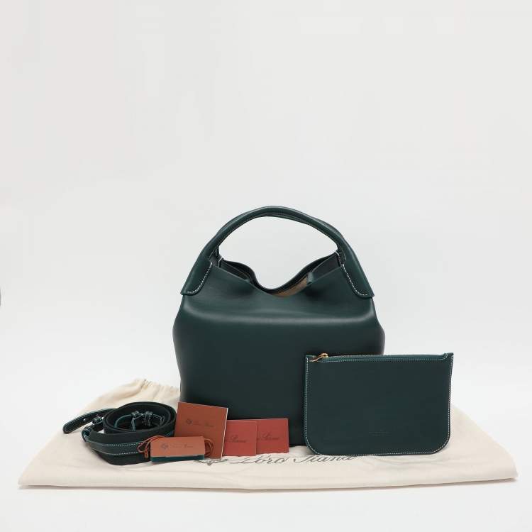 Pre Owned Loro Piana Green Leather Large Bale Shoulder Bag