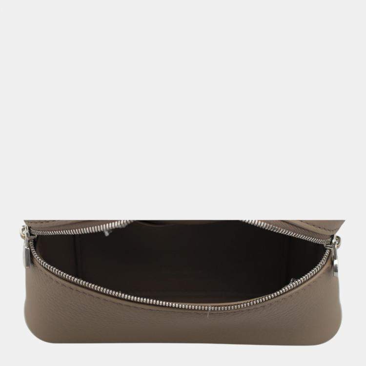 Pre Owned Loro Piana Warm Mastic Calfskin Leather Extra Pocket Mini Pouch Bag