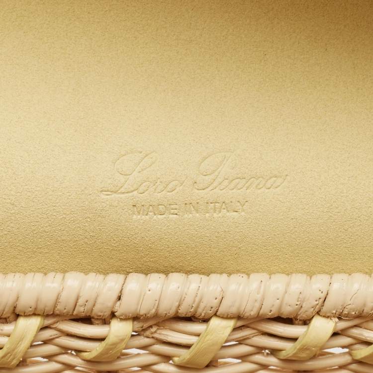 Pre Owned Loro Piana Yellow/Beige Alligator and Wicker Extra Pocket L19 Pouch