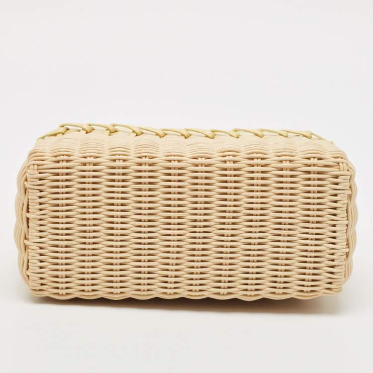 Pre Owned Loro Piana Yellow/Beige Alligator and Wicker Extra Pocket L19 Pouch