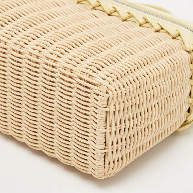 Pre Owned Loro Piana Yellow/Beige Alligator and Wicker Extra Pocket L19 Pouch