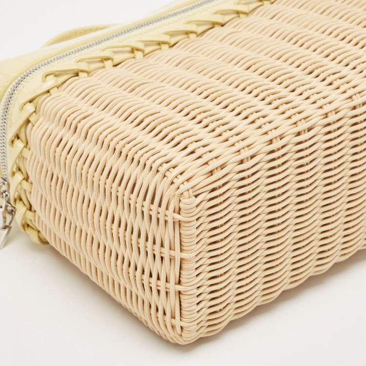 Pre Owned Loro Piana Yellow/Beige Alligator and Wicker Extra Pocket L19 Pouch