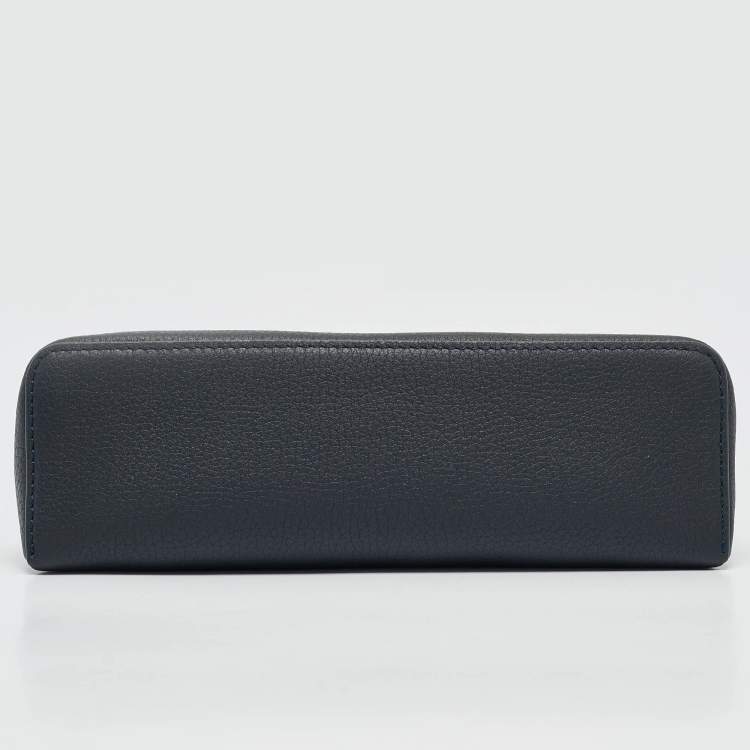 Pre Owned Loro Piana Navy Blue Leather Extra Pocket L19 Pouch