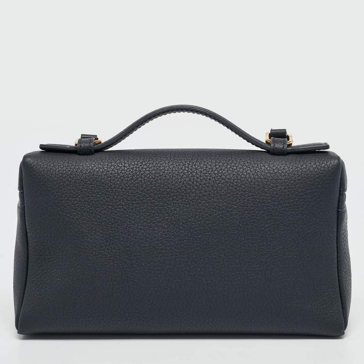 Pre Owned Loro Piana Navy Blue Leather Extra Pocket L19 Pouch