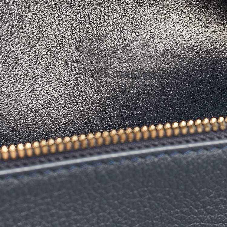 Pre Owned Loro Piana Navy Blue Leather Extra Pocket L19 Pouch