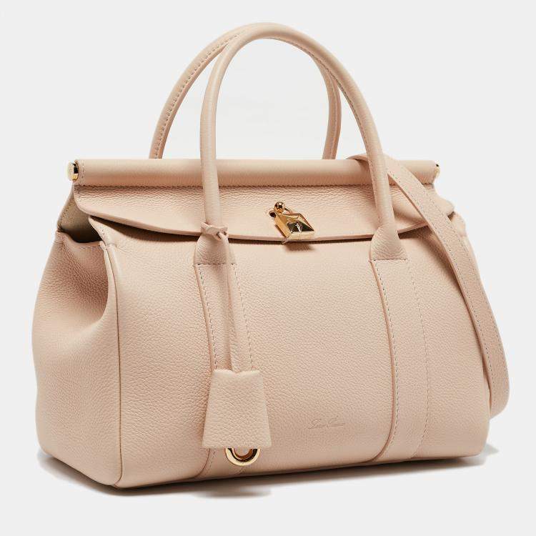 Pre Owned Loro Piana Pink Leather Loom L25 Satchel