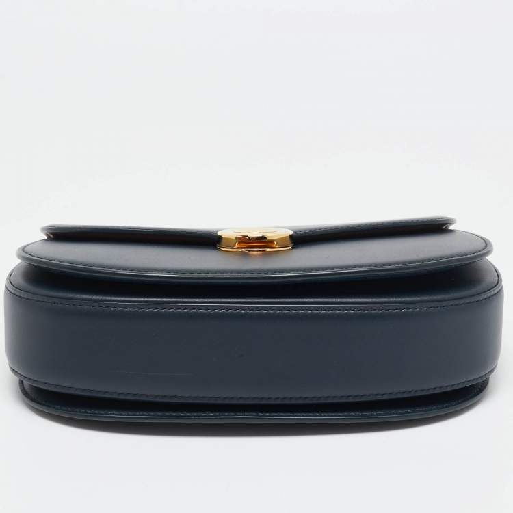 Pre Owned Loro Piana Navy Blue Leather Small Ghiera Shoulder Bag
