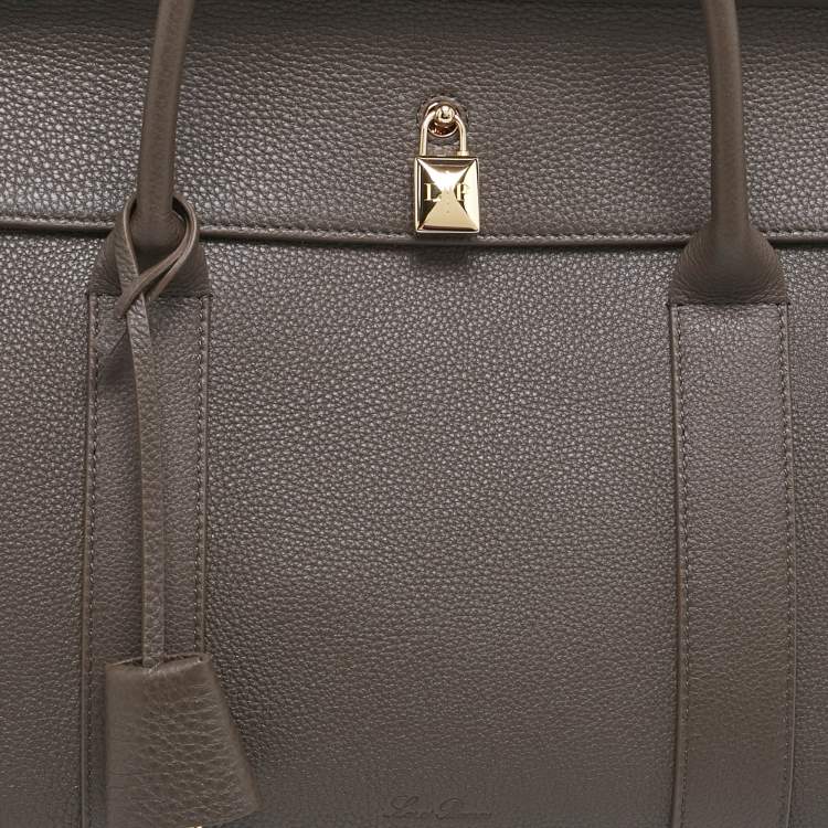 Pre Owned Loro Piana Dark Chocolate Liquorice Leather Loom L32 Bag