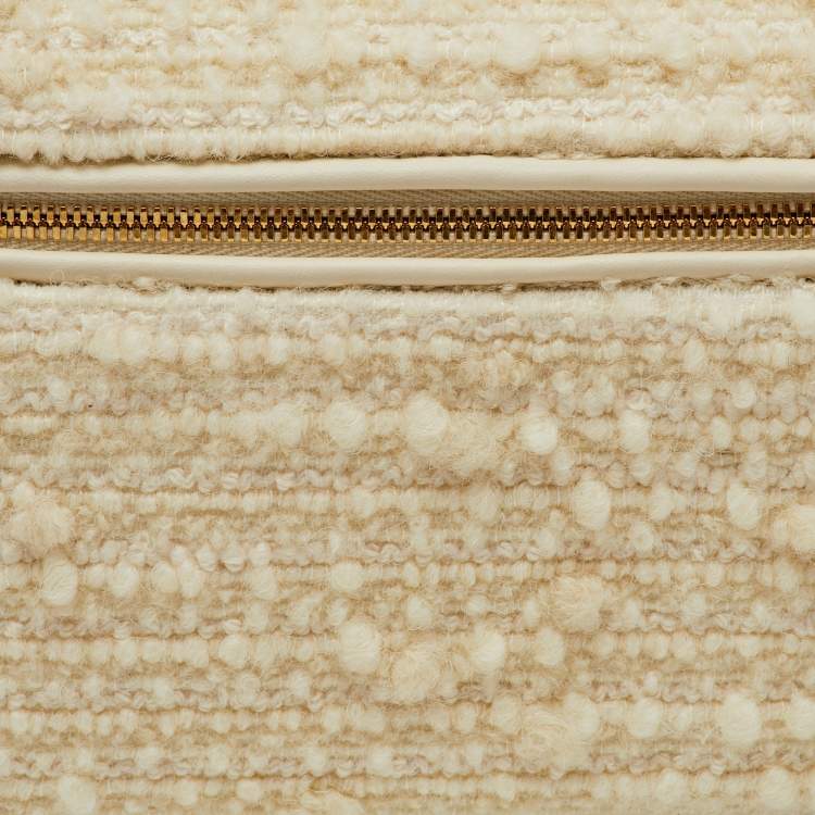 Pre Owned Loro Piana Off White Virgin Wool and Leather Extra Pocket L19 Bag