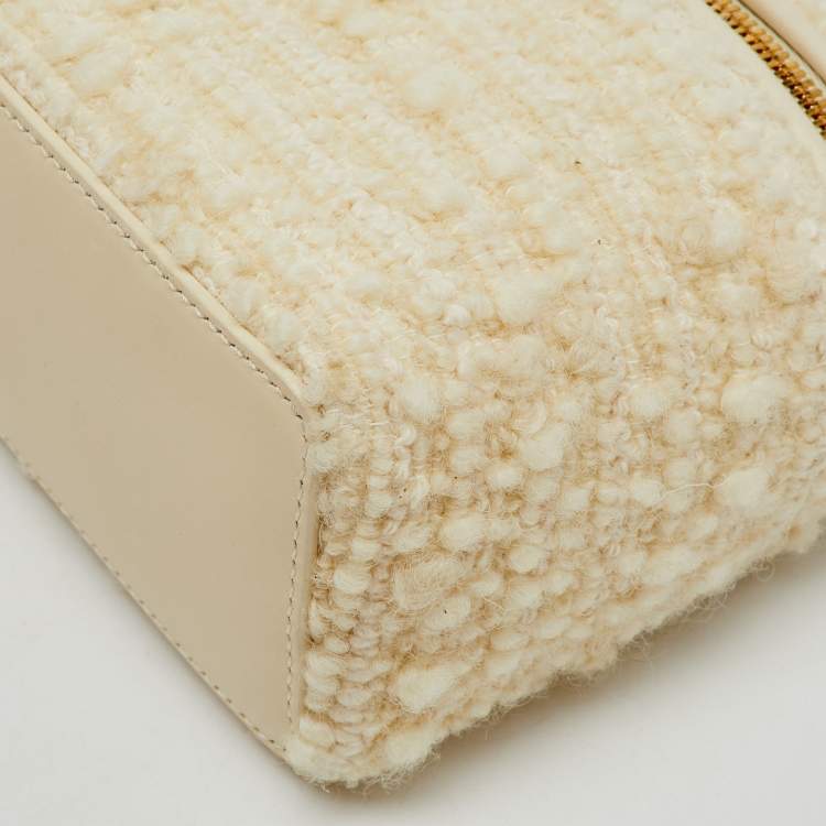 Pre Owned Loro Piana Off White Virgin Wool and Leather Extra Pocket L19 Bag