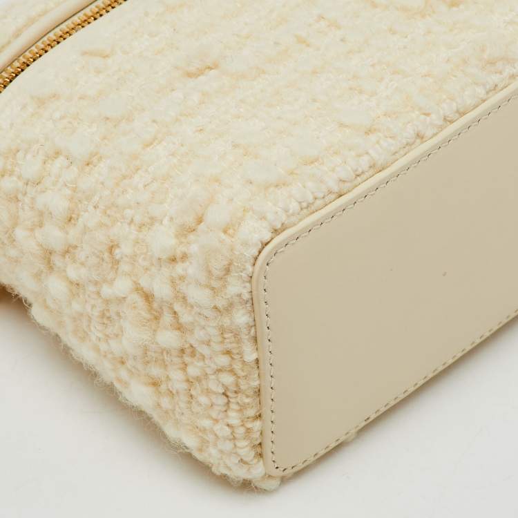 Pre Owned Loro Piana Off White Virgin Wool and Leather Extra Pocket L19 Bag