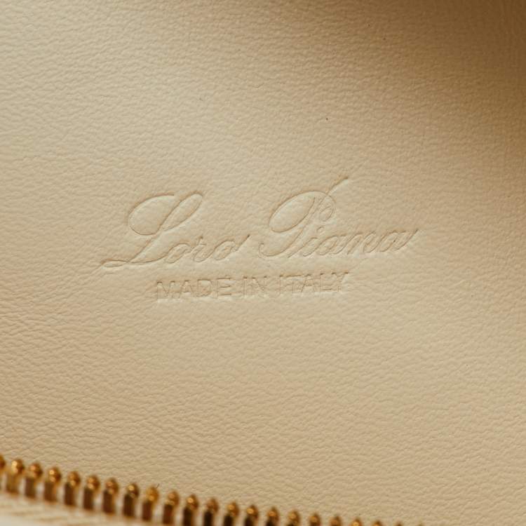 Pre Owned Loro Piana Off White Virgin Wool and Leather Extra Pocket L19 Bag