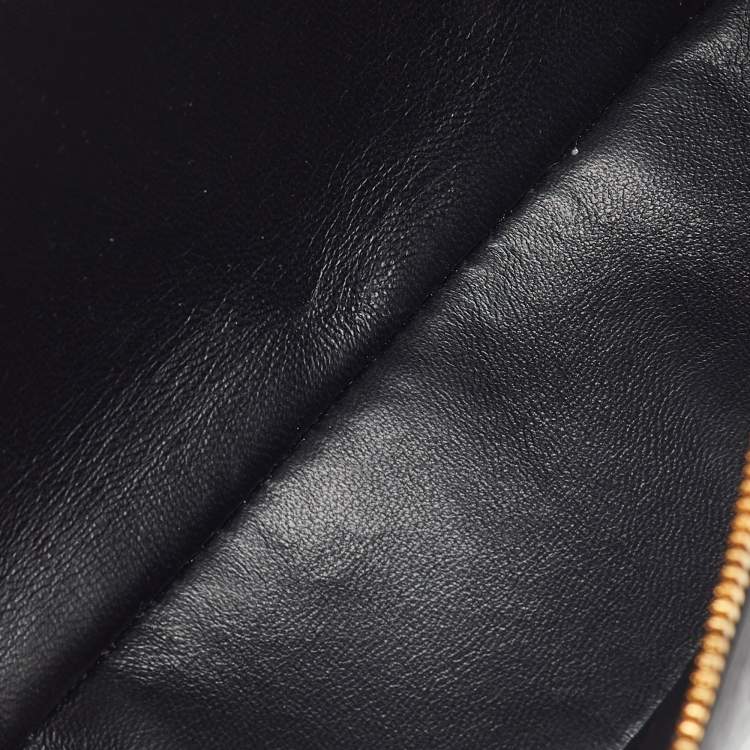 Pre Owned Loro Piana Black Ostrich Leather Extra Pocket L19 Pouch