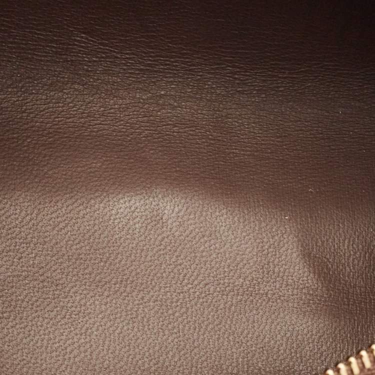 Pre Owned Loro Piana L19 Brown Ostrich Zip Pouch
