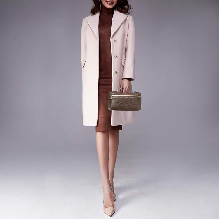 Pre Owned Loro Piana L19 Brown Ostrich Zip Pouch