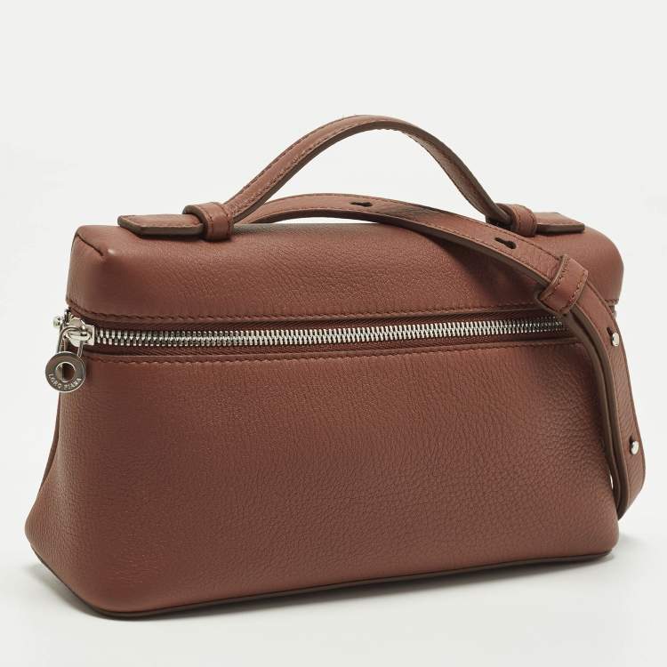 Pre Owned Loro Piana Extra Pocket L19 Brown Leather Pouch